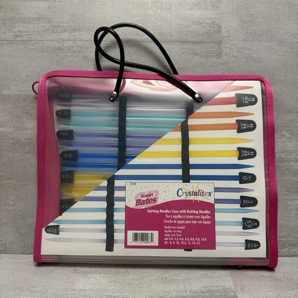 Bates Accessories - New Susan Bates Crystalites‎ Knitting Needles Set Includes Case & 7 Needle Sizes